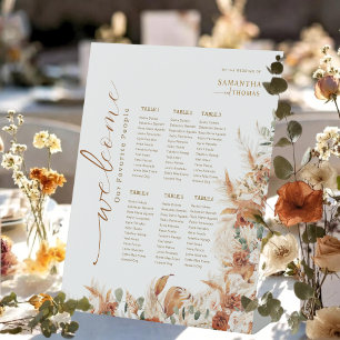 Rustic Watercolor Floral Wedding Seating Chart Pedestal Sign