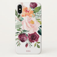 Rustic Watercolor Floral with Monogram