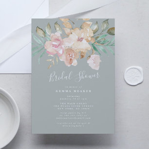 Rustic Watercolor Florals Bridal Shower Invitation