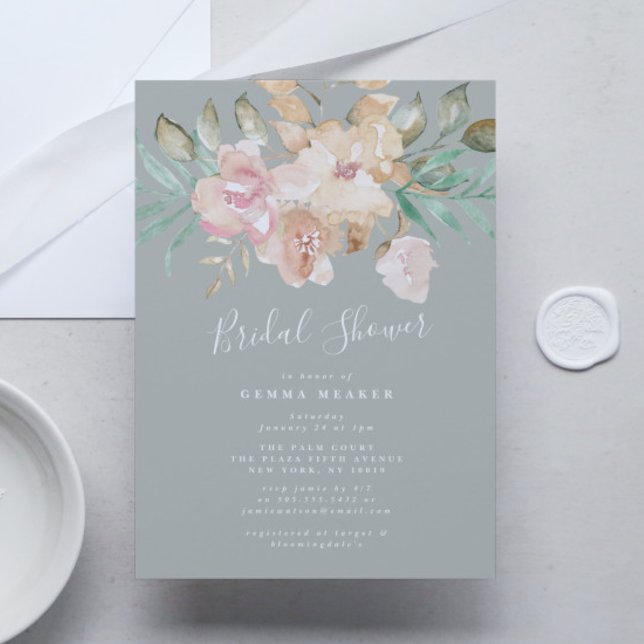 Rustic Watercolor Florals Bridal Shower Invitation (Creator Uploaded)
