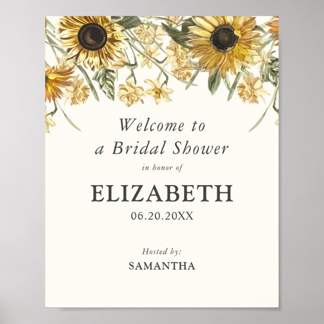 Rustic Watercolor Florals Bridal Shower Sign (Front)