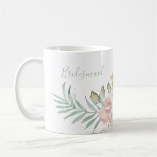 Rustic Watercolor Florals on Sage Green Bridesmaid Coffee Mug