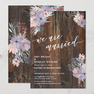 Rustic Watercolor Flowers Boho We Are Married Invitation