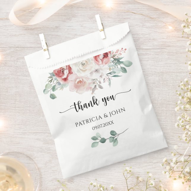 Rustic Watercolor Flowers Wedding Thank You Favour Bag (Clipped)