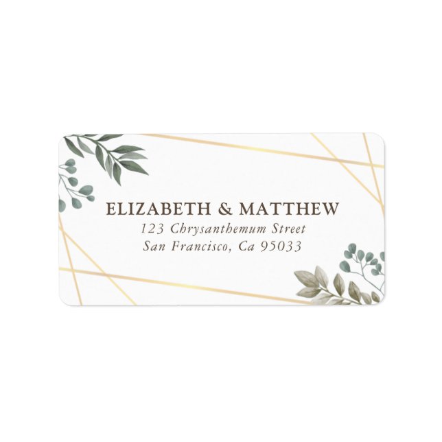 Rustic Watercolor Foliage Wedding Address Label (Front)