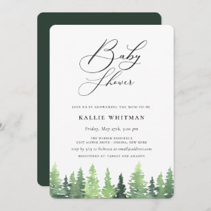 Rustic Watercolor Forest Baby Shower Invitation