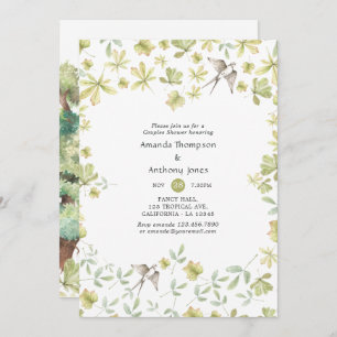Rustic Watercolor Forest Couples Shower Invitation