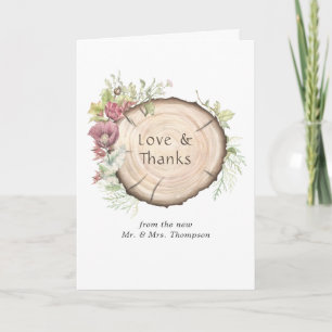 Rustic Watercolor Forest Wedding Photo Thank You Card