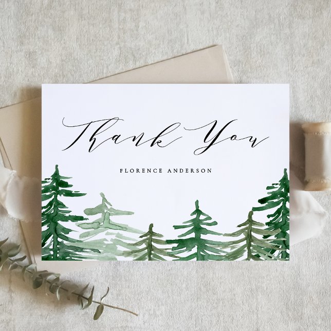 Rustic Watercolor Forest Woodland Birthday Thank You Card (Creator Uploaded)