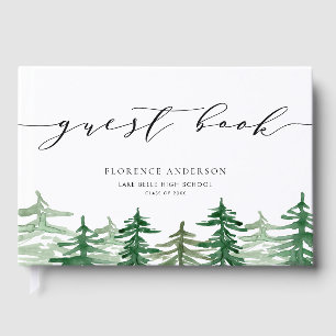 Rustic Watercolor Forest Woodland Graduation Guest Book