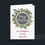 Rustic Watercolor Friend Merry Christmas Card<br><div class="desc">Merry Christmas for friend card in rustic watercolor foliage and country chalkboard pattern.</div>