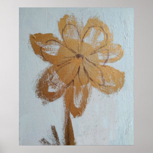 Rustic Watercolor Gold Daisy Poster