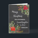 Rustic Watercolor Granddaughter in Law Christmas Card<br><div class="desc">Merry Christmas for granddaughter in law card in rustic watercolor poinsettias and foliage and chalkboard background.</div>