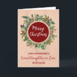 Rustic Watercolor Granddaughter in Law Christmas   Card<br><div class="desc">Merry Christmas for granddaughter in law  card in rustic watercolor foliage and country vintage paper pattern.</div>