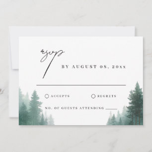 Rustic Watercolor Green Forest Destiantion Wedding Card