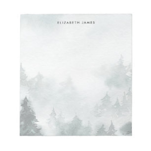 Rustic Watercolor Green Forest Personalized Notepad