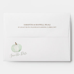 Rustic Watercolor Green Pumpkin Address Envelope