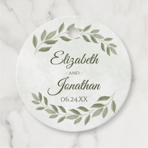 Rustic Watercolor Greenery Elegant Sage Wedding Favour Tags