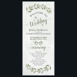 Rustic Watercolor Greenery Elegant Sage Wedding Program<br><div class="desc">This beautiful wedding program features an elegant boho chic design with hand painted sprigs of watercolor leaves on a marbled pale sage background. The titles are written in fancy script calligraphy, and there is space for your ceremony and wedding party details, as well as a short thank you for your...</div>