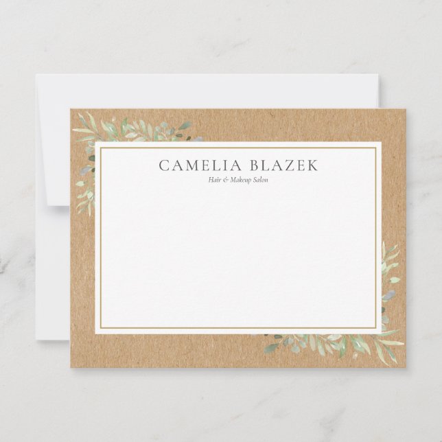 Rustic Watercolor Greenery Professional Card (Front)
