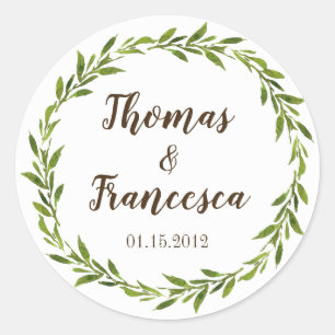 Rustic Watercolor Greenery Wedding Stickers