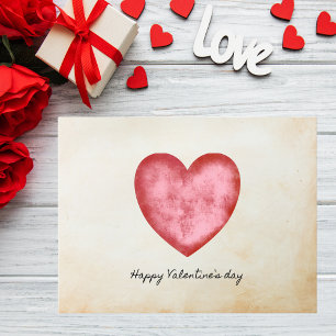 Rustic Watercolor Heart Valentine's Day Postcard