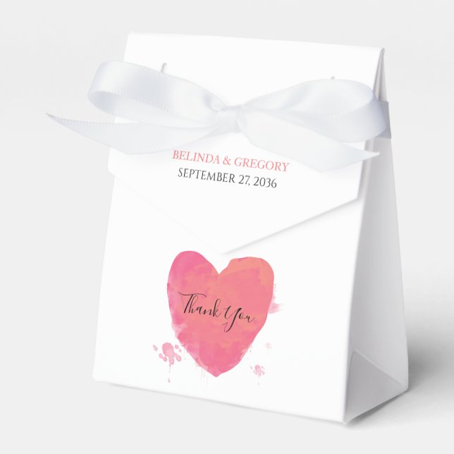 Rustic Watercolor Heart Wedding Favor Box (Front Side)