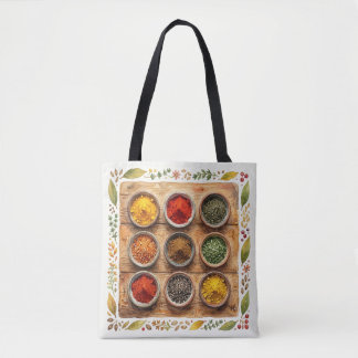 Rustic Watercolor Herbs and Spices Tote Bag