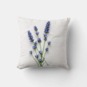 Rustic Watercolor Lavender Throw Pillow