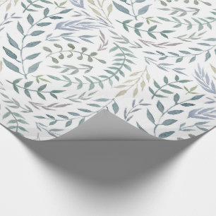 Rustic Watercolor Leaves and Foliage Wrapping Paper