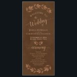 Rustic Watercolor Leaves Chestnut Brown Wedding Program<br><div class="desc">This beautiful wedding program features an elegant boho chic design with hand painted sprigs of autumn watercolor leaves on a marbled chestnut brown coloured background. The titles are written in fancy script calligraphy, and there is space for your ceremony and wedding party details, as well as a short thank you...</div>