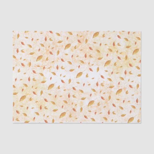 Rustic Watercolor Leaves Fall Tissue Paper (Front)