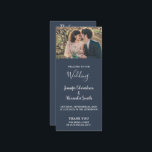 Rustic watercolor leaves navy blue photo wedding program<br><div class="desc">Rustic watercolor leaves navy blue photo wedding ceremony program.
You can add your own photo and text to personalize.</div>