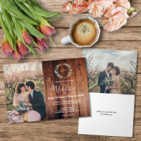 Rustic watercolor leaves on barnwood photo wedding