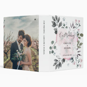 Rustic watercolor leaves photo Wedding Binder