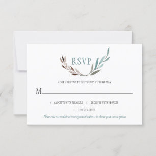Rustic Watercolor Leaves RSVP Card