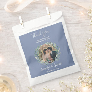 Rustic watercolor leaves thank you photo wedding favour bag