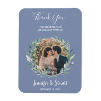 Rustic watercolor leaves Thank You photo wedding