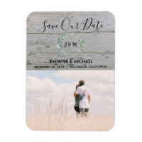 Rustic Watercolor leaves wood photo Save the Date