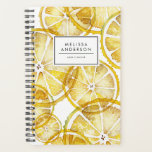 Rustic Watercolor Lemon Slices Pattern Planner<br><div class="desc">Feminine custom planner featuring watercolor illustrations of lemon slices pattern. Personalize by adding your name or short phrase. This bright lemon pattern planner will be perfect as a personalized gift. Matching items are available.</div>