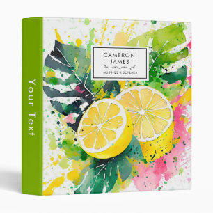 Rustic Watercolor Lemons Splash  Binder