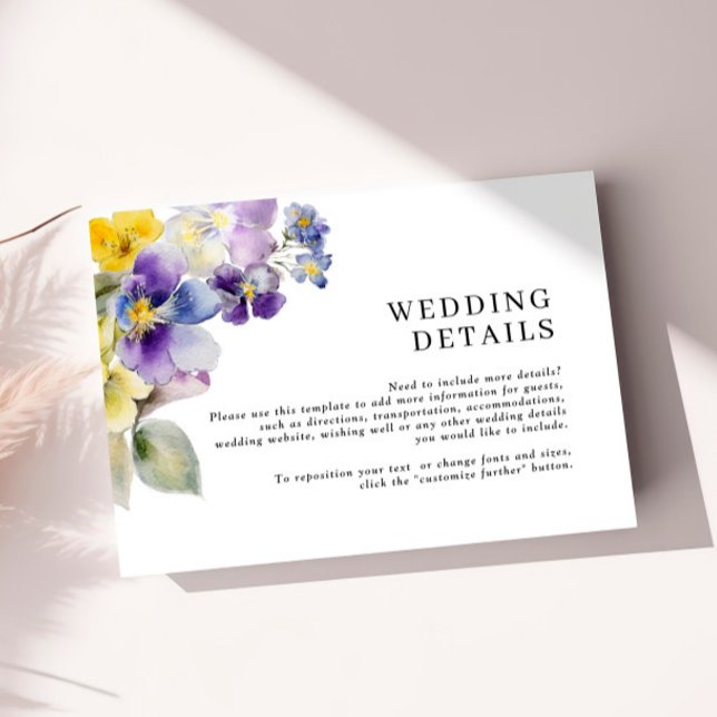 Rustic Watercolor Mariage Détails Carte de boîtier (Créateur téléchargé)