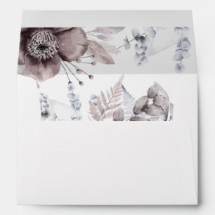 Rustic Watercolor Mauve Floral Botanical Wedding Envelope