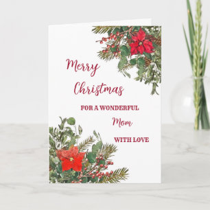 Rustic Watercolor Mom Merry Christmas Card