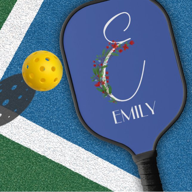 Rustic watercolor monogram E mom Pickleball Paddle (Creator Uploaded)