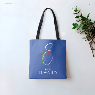 Rustic watercolor monogram E teacher Tote Bag