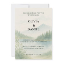 Rustic Watercolor Mountain Forest Pine Wedding