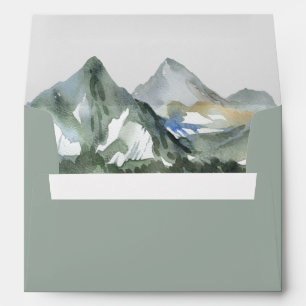 Rustic Watercolor Mountain Forest Wedding Envelope