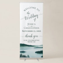Rustic Watercolor Mountain Lake Wedding Welcome