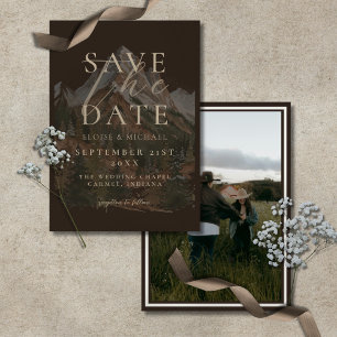 Rustic Watercolor Mountain Photo Wedding  Save The Date